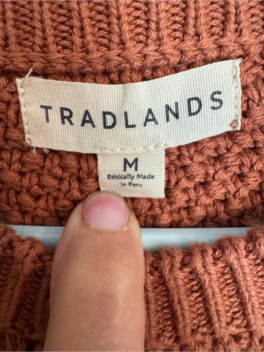 Tradlands Women’s Medium 100% Cotton Cable Knit Sweater Burnt Orange Crewneck EU - Picture 3 of 5